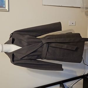 NWT Lane Brayant Grey Belted Wrap Coat with Epaulettes